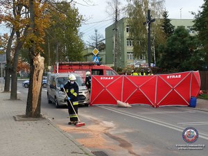 Miejsce wypadku drogowego w Mińsku Mazowieckim na ul. Sosnkowskiego